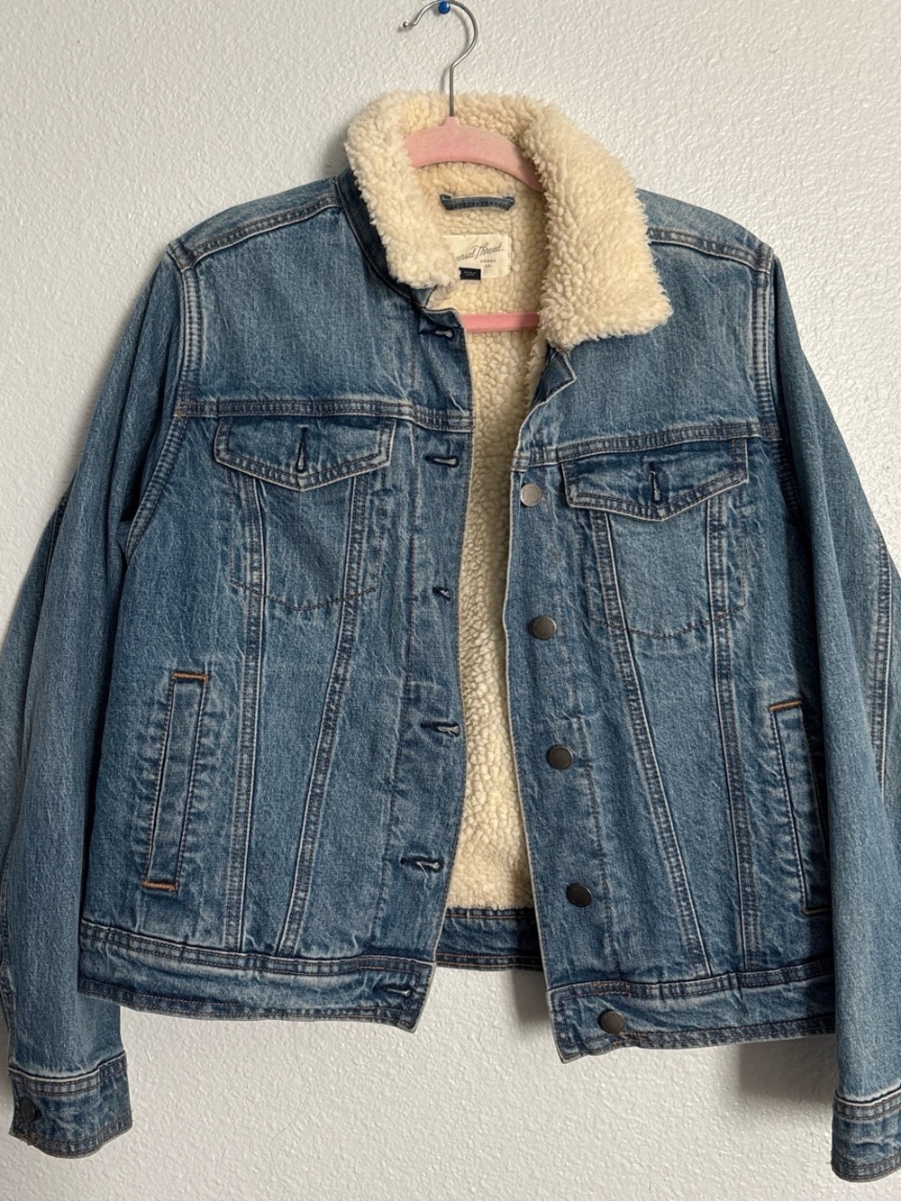 Denim Jacket with Cream Sherpa Lining